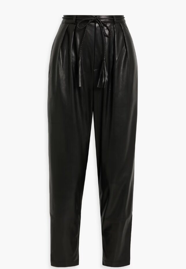 The Twisty Tie Bounce pleated faux leather tapered pants