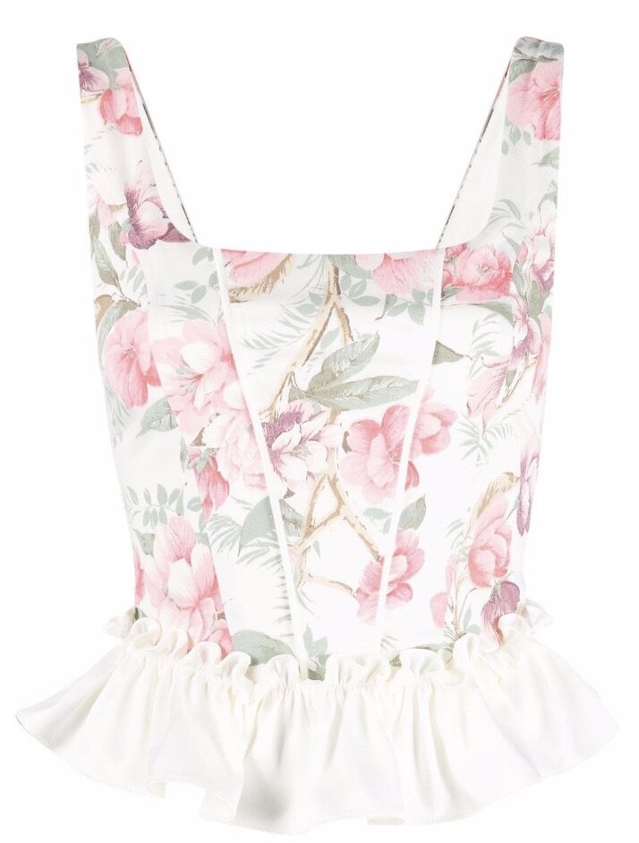 floral-print corset top
