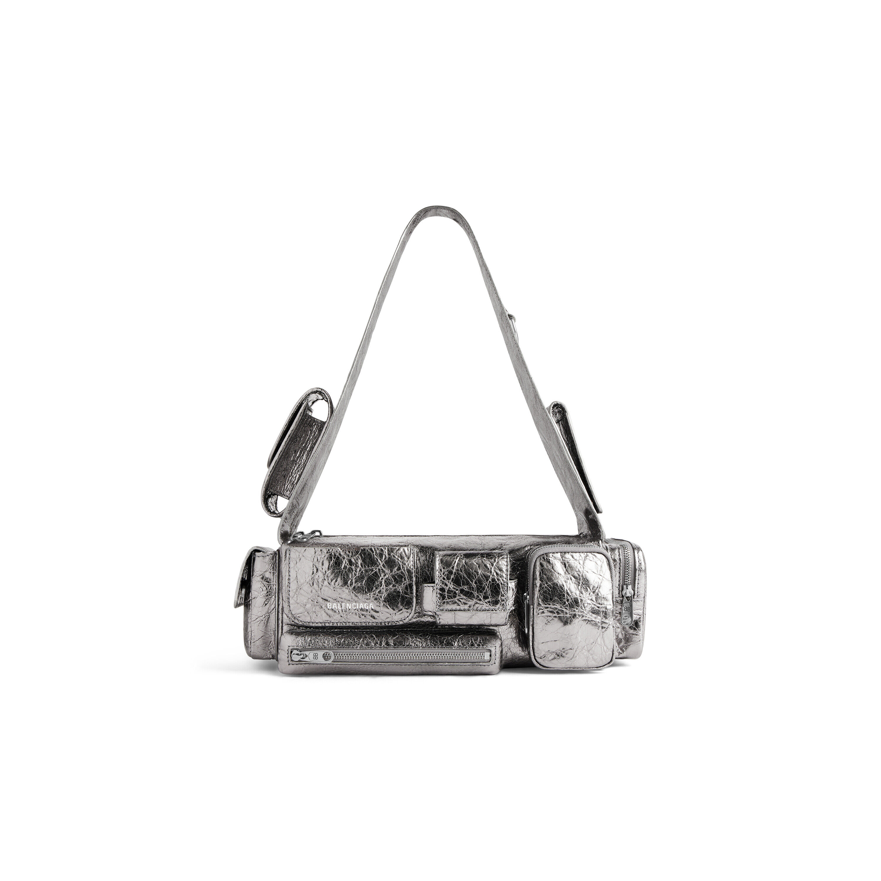 SUPERBUSY XS SLING BAG METALLIZED IN SILVER