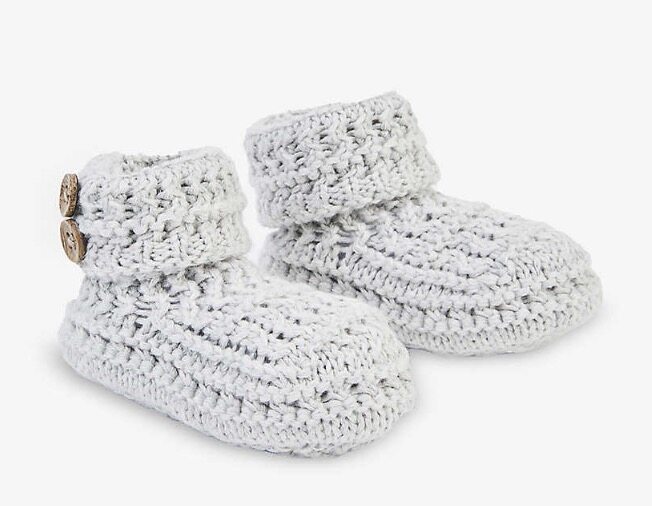 Button-detailed cotton-knit booties 6-12 months
