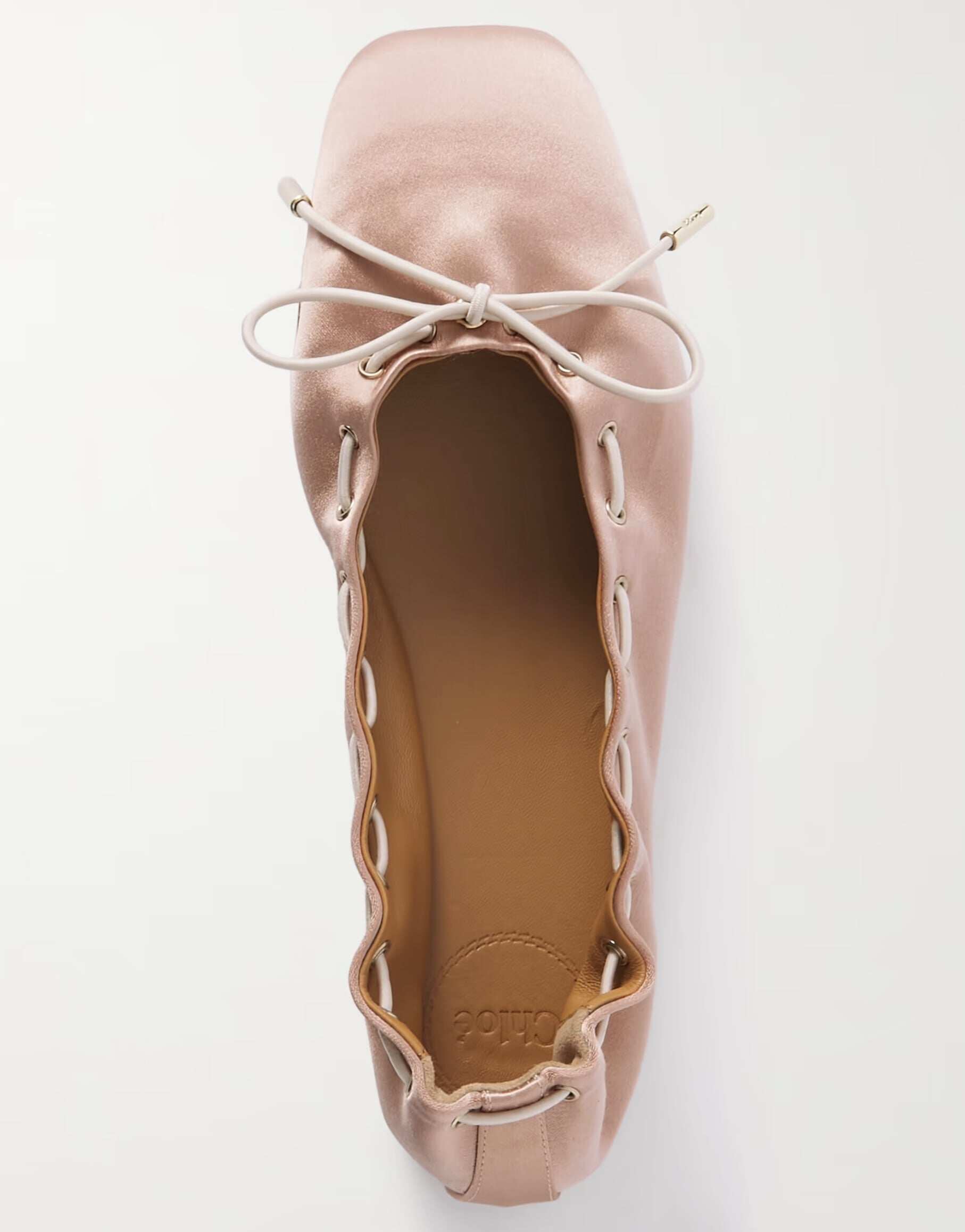 Oracia 粉紅色緞面蝴蝶結芭蕾平底鞋