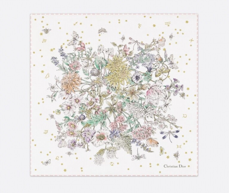 Zodiac Flowers 55 Square Scarf