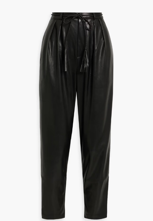The Twisty Tie Bounce pleated faux leather tapered pants The Twisty Tie Bounce pleated faux leather tapered pants