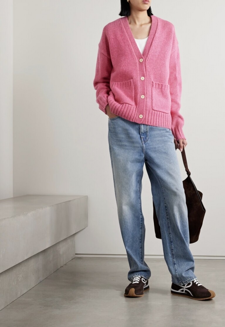 Loewe黑色修身logo針織外套
