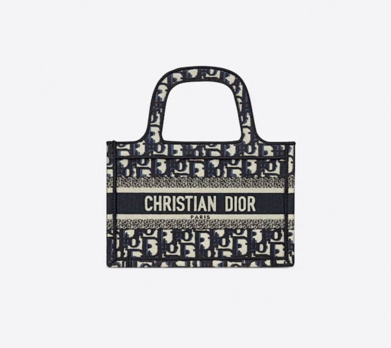 藍色 Dior Oblique 刺繡迷你 DIOR BOOK TOTE