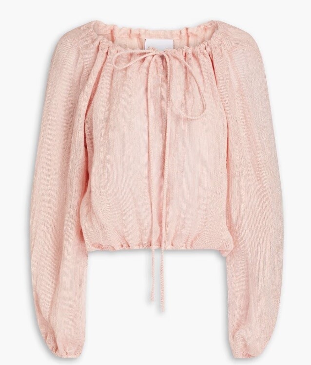 Cropped linen-blend gauze top Cropped linen-blend gauze top