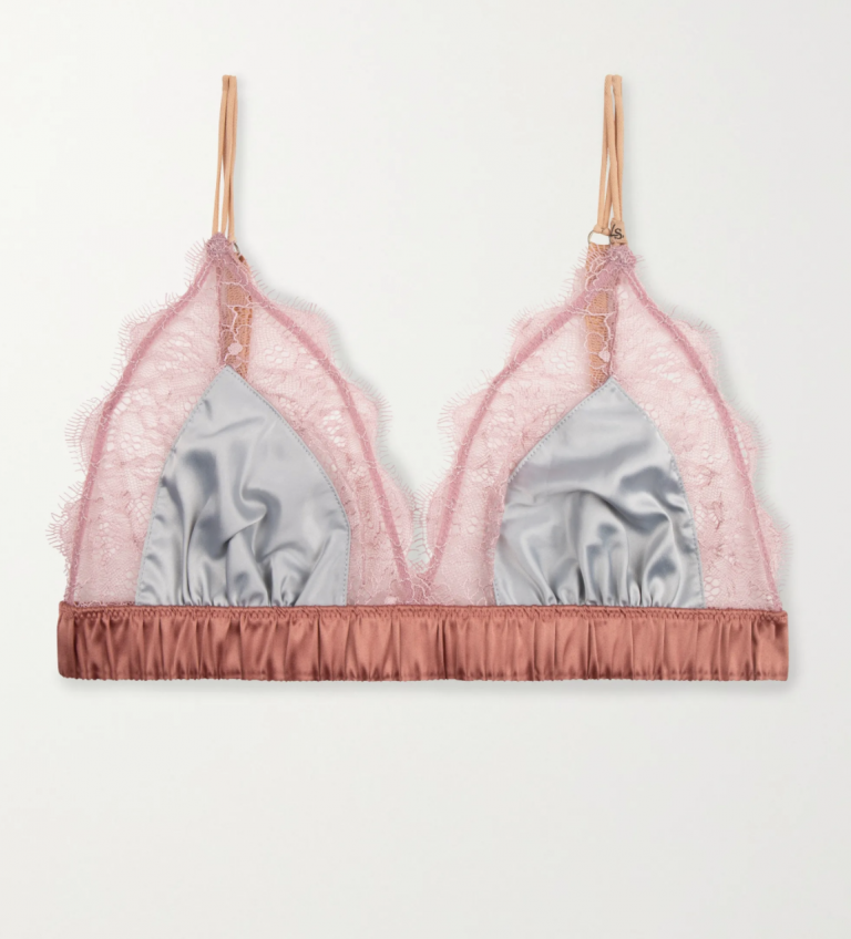 Love lace-trimmed satin soft-cup triangle bra