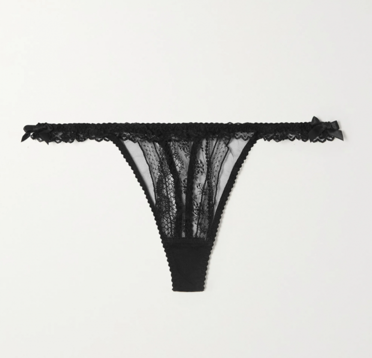 Austin lace and stretch-tulle thong