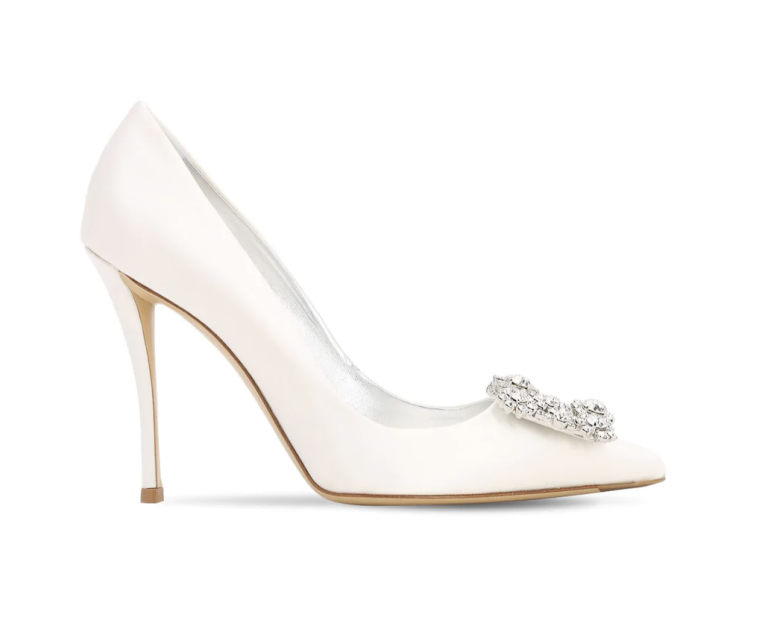 ROGER VIVIER 100MM DÉCOLLETÉ CRYSTAL SATIN PUMP