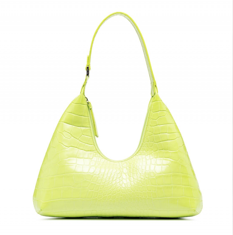 BY FAR neon crocodile-effect shoulder bag