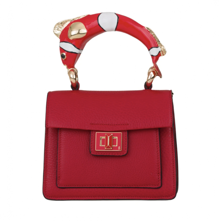 NEMO Made By SILVANO BIAGINI EXCLUSIVE FOR MIRTA Calfskin Leather Red Top Handle Bag