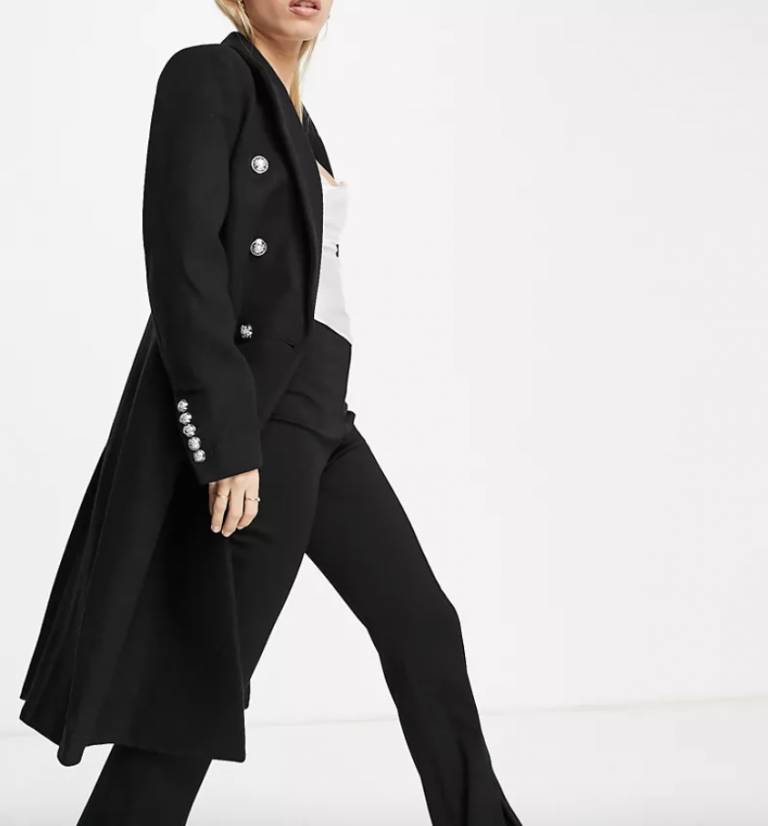 Forever New smart military coat in black Forever New smart military coat in black