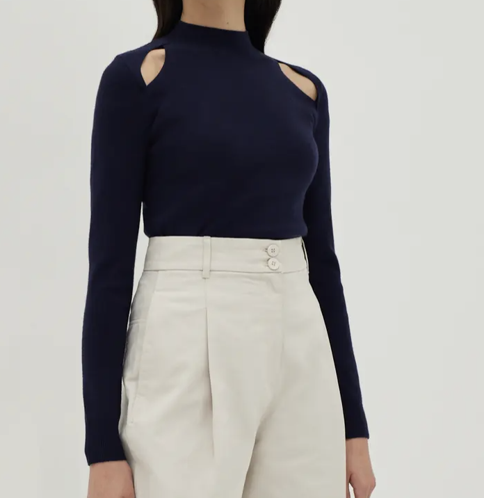 Trinity Cold Shoulder Mock Neck Top