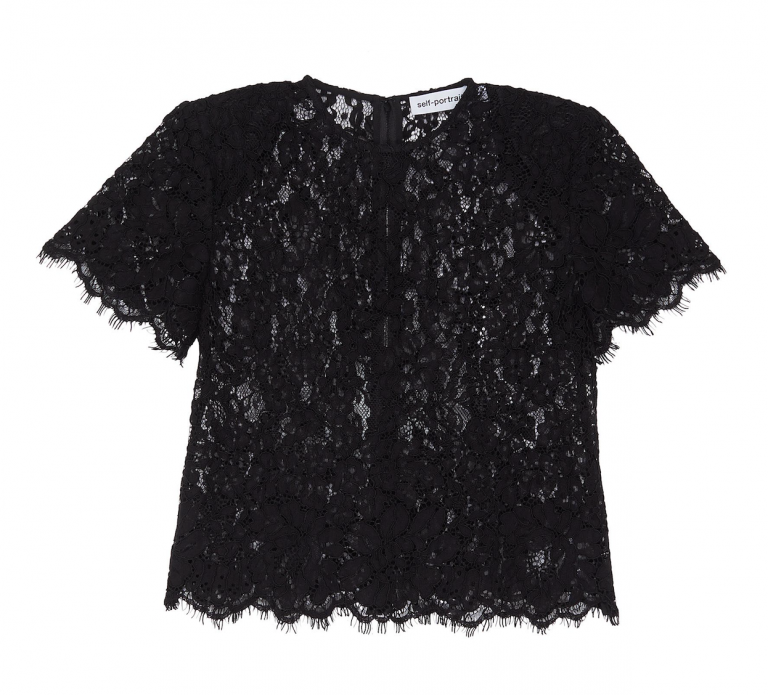 SELF-PORTRAIT SHIRT SLEEVE LACE TOP