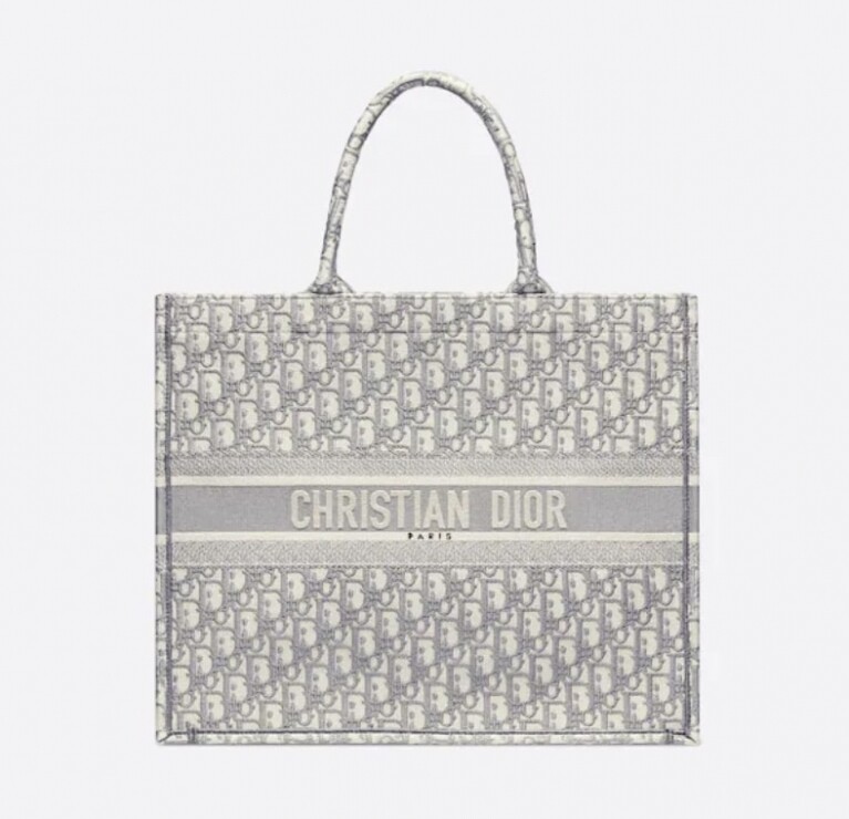 灰色 Dior Oblique 刺繡大碼 DIOR BOOK TOTE