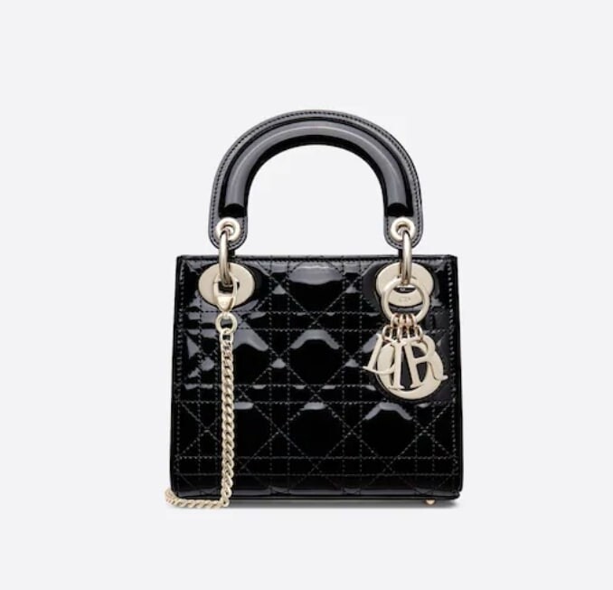 黑色漆皮迷你 LADY DIOR 手袋