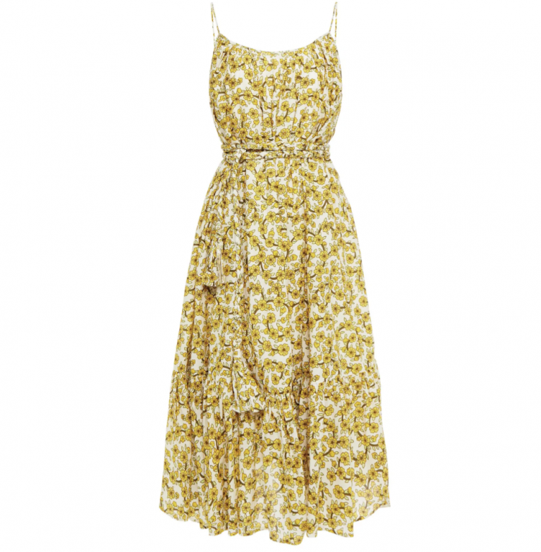RHODE Lea gathered floral-print cotton-poplin midi dress RHODE Lea gathered floral-print cotton-poplin midi dress