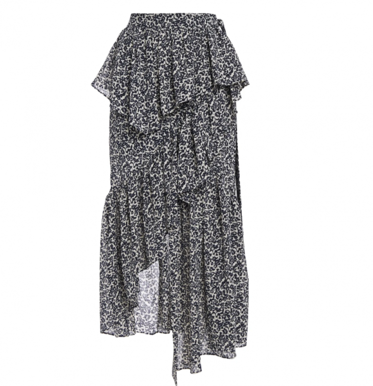 GOEN.J Asymmetric ruffled floral-jacquard skirt GOEN.J Asymmetric ruffled floral-jacquard skirt