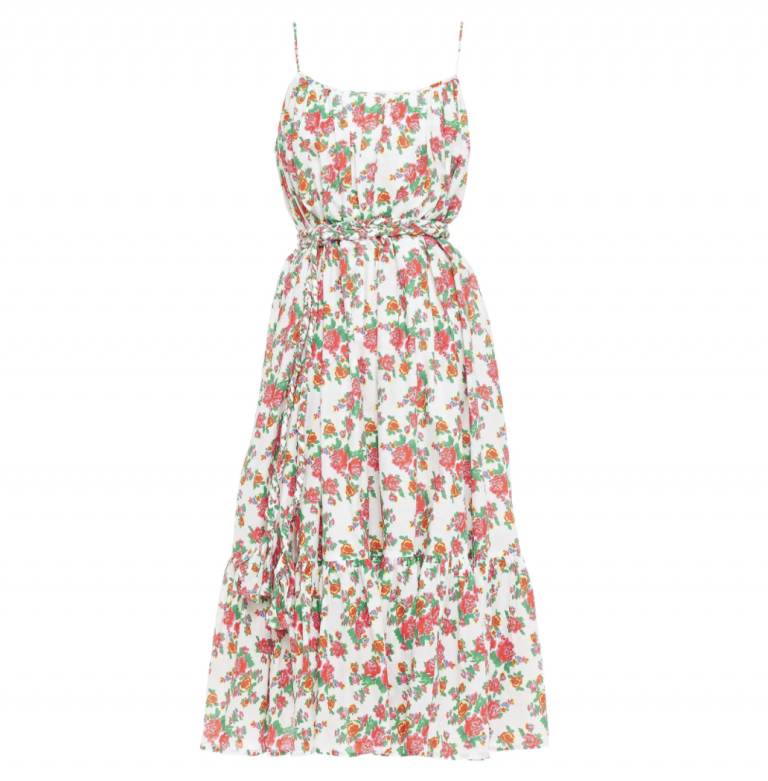 RHODE Lea gathered floral-print cotton-poplin midi dress RHODE Lea gathered floral-print cotton-poplin midi dress