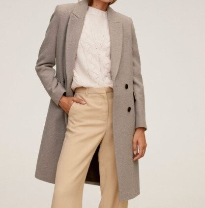 Mango Double-Breasted Wool Coat