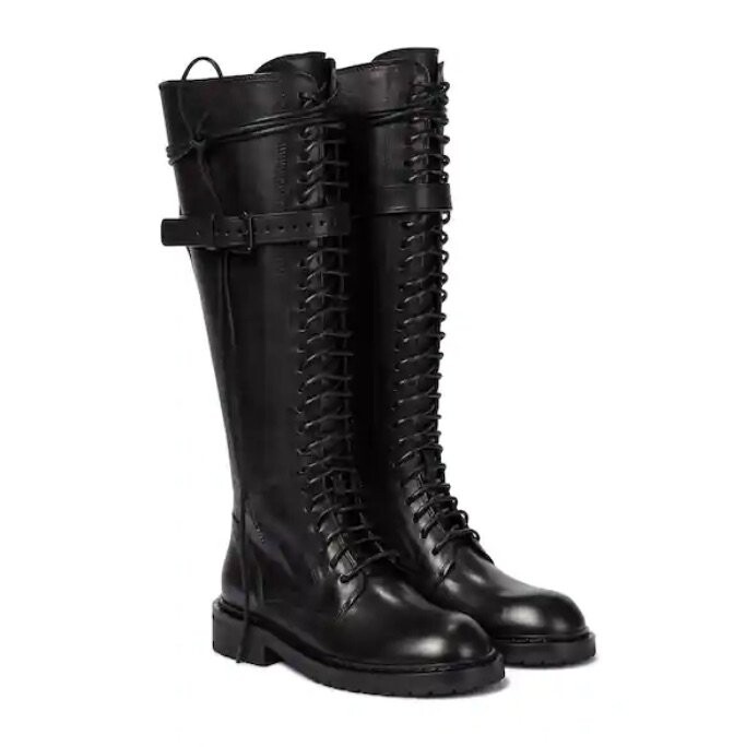 ANN DEMEULEMEESTER Lace-up leather knee-high boots ANN DEMEULEMEESTER Lace-up leather knee-high boots