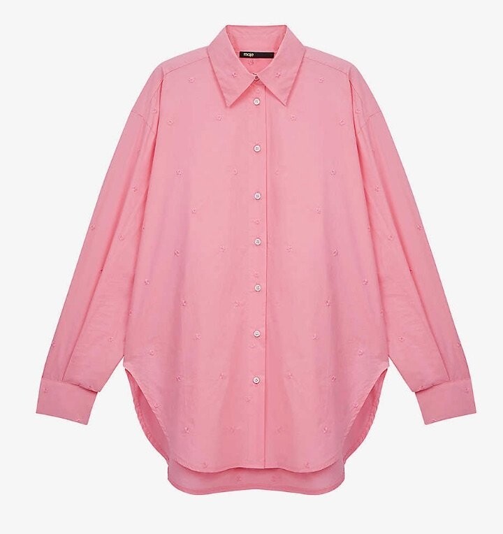 Maje Cipink floral-embroidered cotton shirt Maje Cipink floral-embroidered cotton shirt