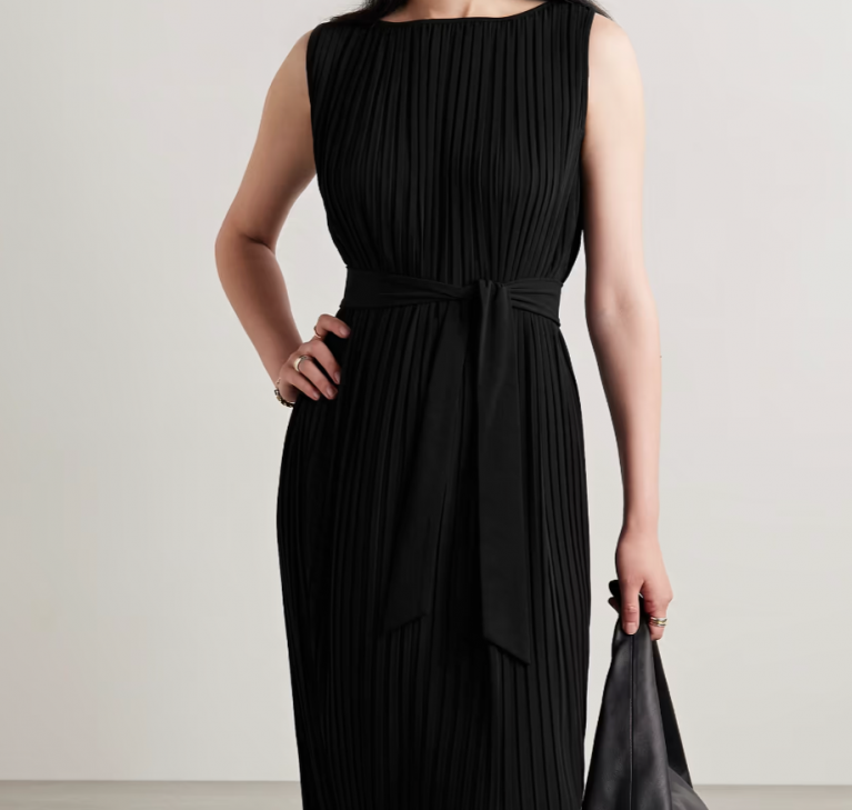 MAX MARA Leisure Edile belted pleated jersey midi dress MAX MARA Leisure Edile belted pleated jersey midi dress