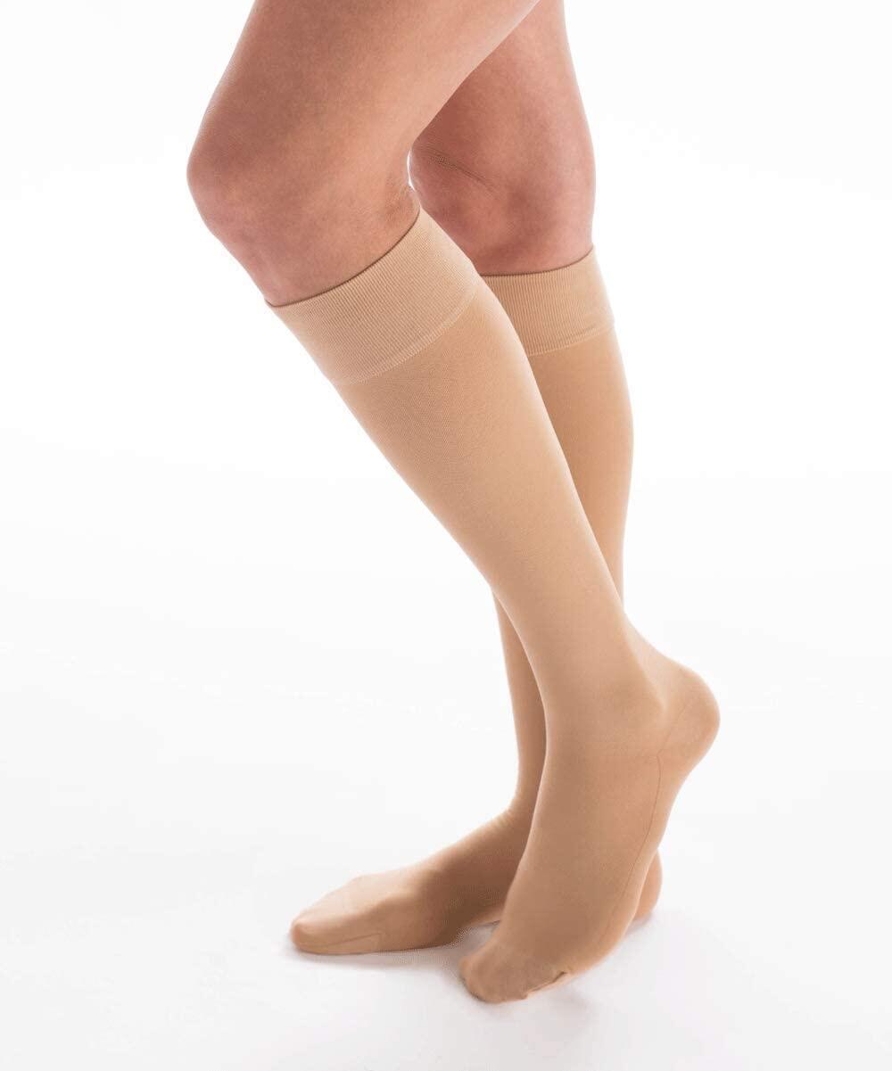 Carolon Health Support Medical Knee High Stockings – Over The Knee Compression Sock - Class I 15-20 mmHg, Closed Toe – 2 Pairs (Beige, C Regular)