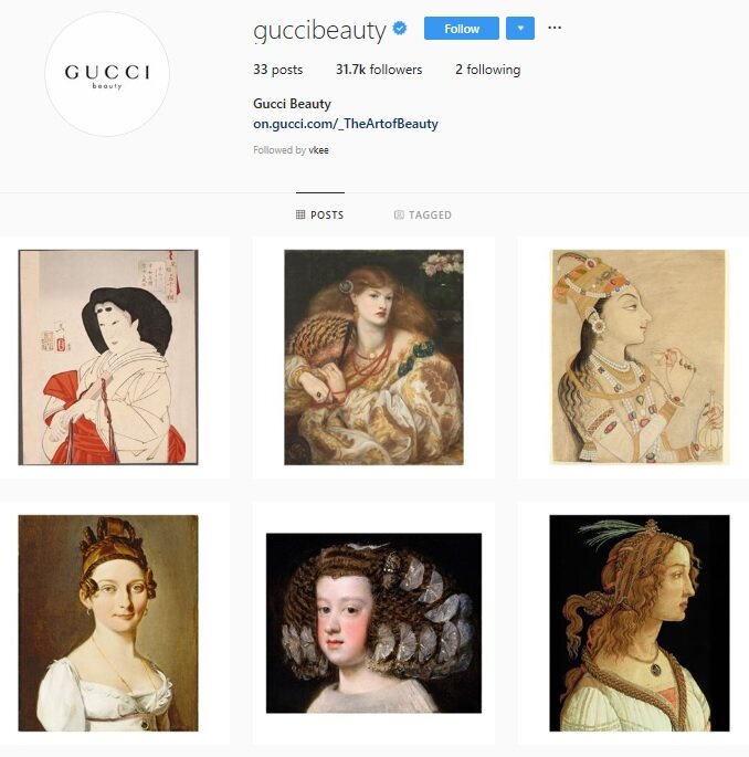 Gucci 剛剛隆重宣佈其品牌彩妝 Instagram 帳戶 @guccibeauty 正式啟用，一星期已獲得超過三萬個追隨者。