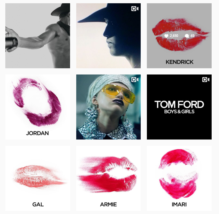 Tom Ford Beauty 剛剛張貼了幾幅色彩強烈的唇印圖