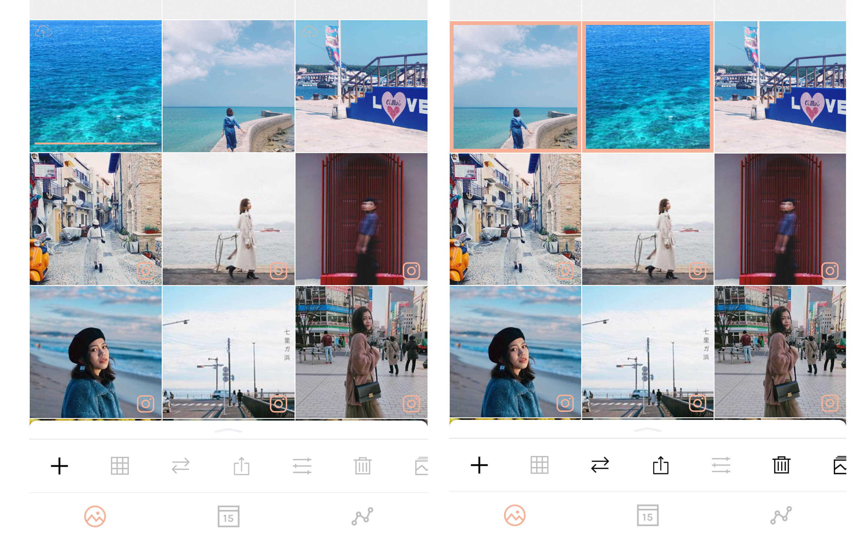 UNUM可讓你預覽照片上傳到Instagram前的版面配置。