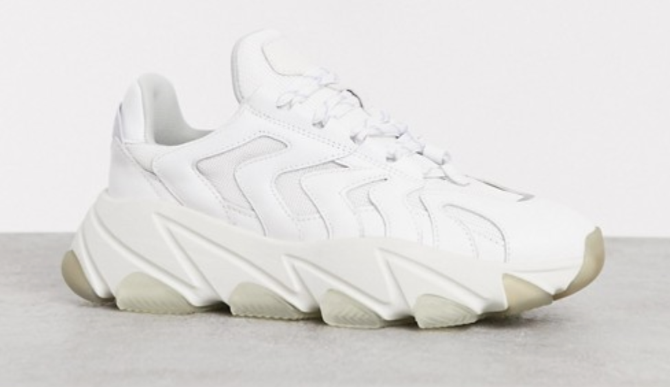 ASH extreme chunky trainers in white with lavender and silver $2,380 https://fave.co/2OVOW6W