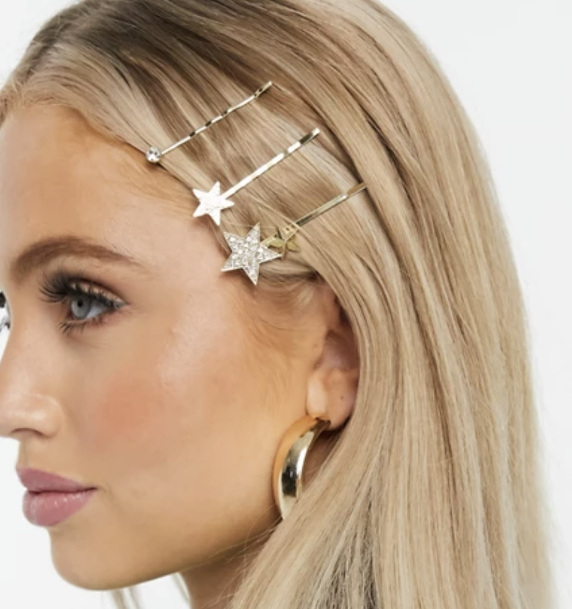 DesignB London celestial hair claw clip multipack in gold