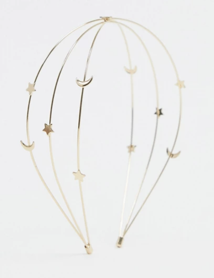 ASOS DESIGN headband in celestial moon and star design in gold tone