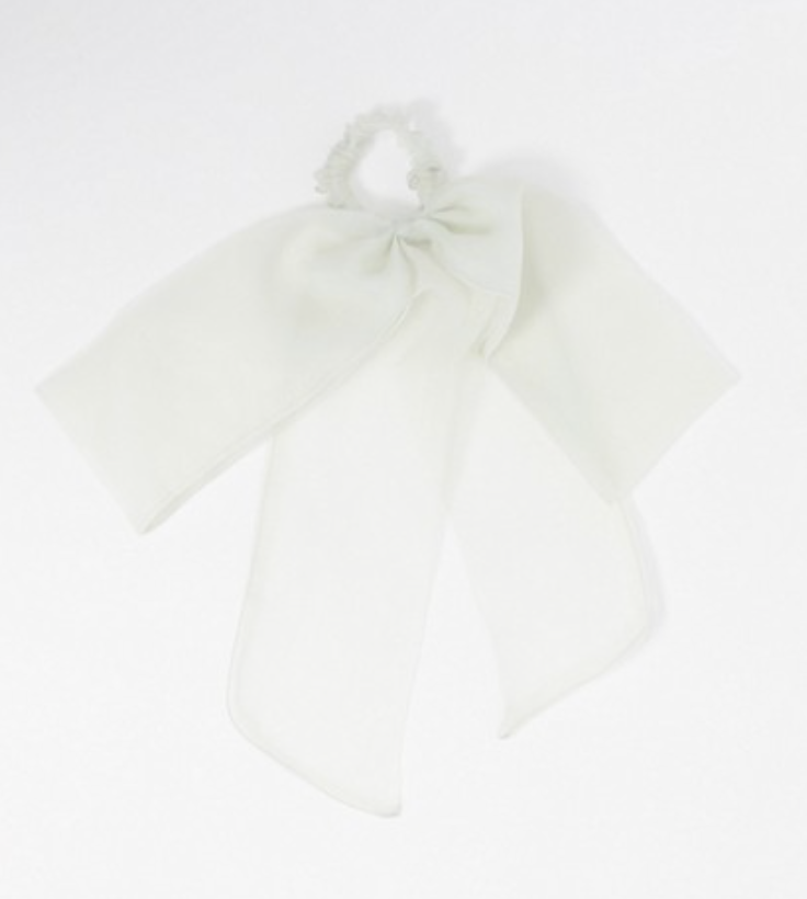 ASOS DESIGN bow hair scarf in light grey organza
