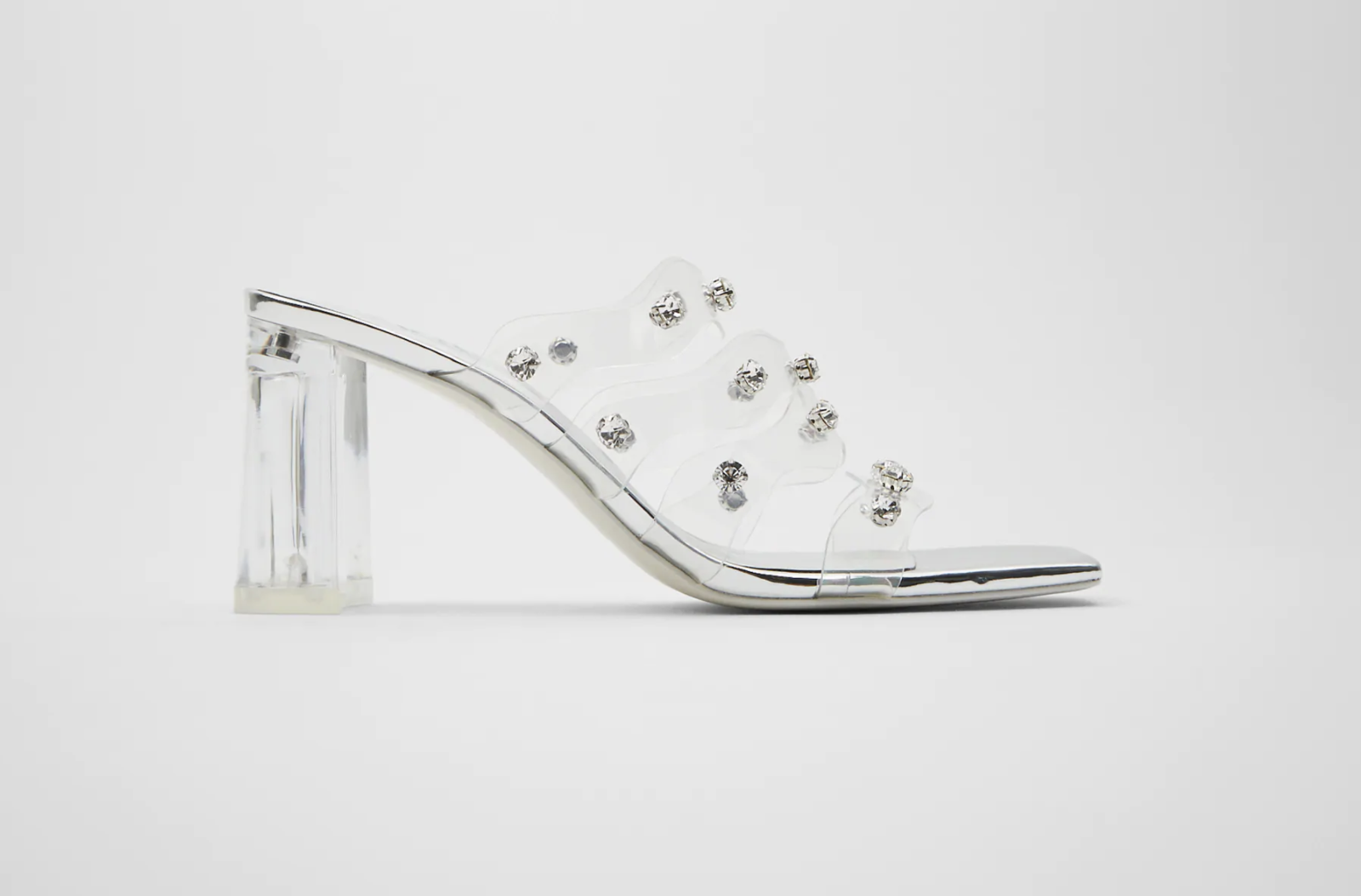 Zara 水鑽透明塑料高跟涼鞋$399
