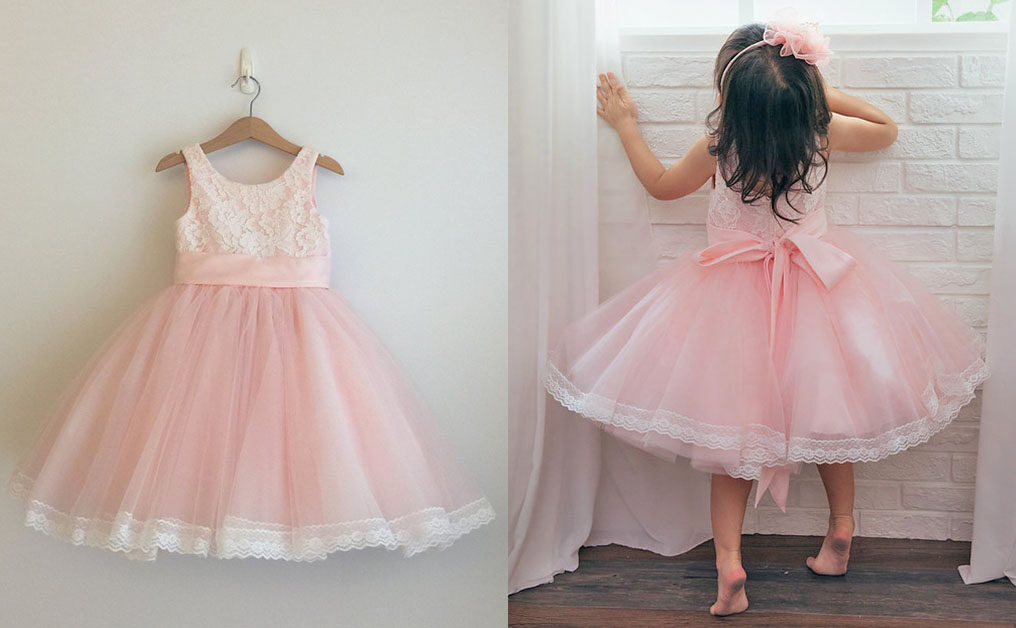 花童、生日派對禮服推薦﹕粉紅色花女裙