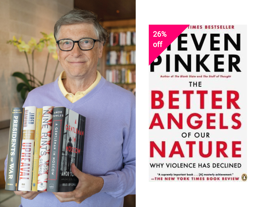 Bill Gates曾說過，如果他要給每個畢業生一段畢業致辭分享，他會叫他們閱讀“The Better Angels of Our Nature”，中文譯作《人性中的善良天使》。Mark Zuckerberg也說這書是他人生中讀過最重要的一本書。因為作者在這本書中打破了暴力的迷思，而在這些事上，人們總會看見善良的人性光輝，非常感動心靈。