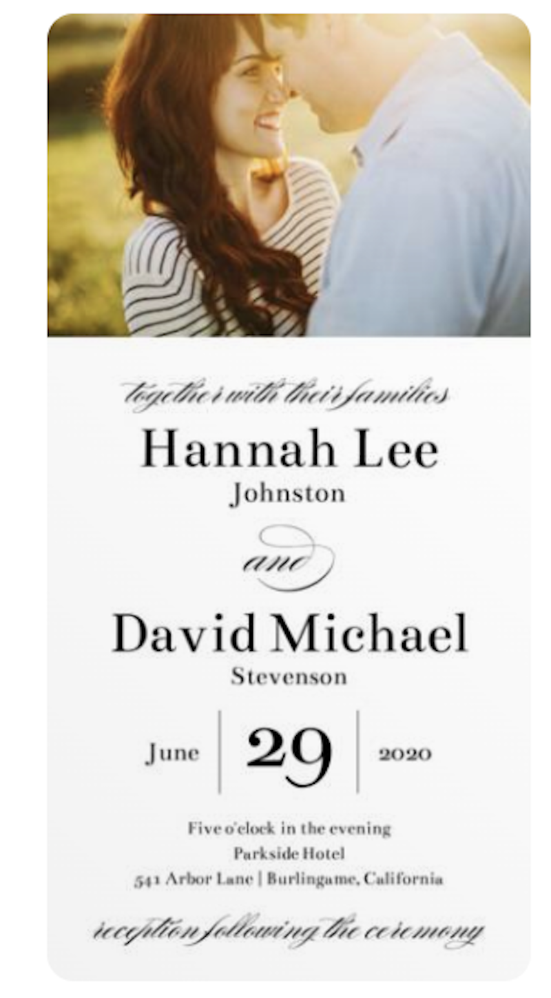Classic Vertical Wedding Invitations