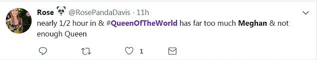 節目播出後，不少網友於網上留言投訴，表示「Meghan 的鏡頭太多，女王的鏡頭太少。