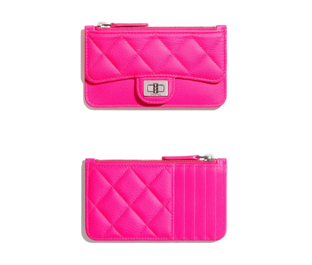 Chanel 2.55粉紅羊皮卡片套