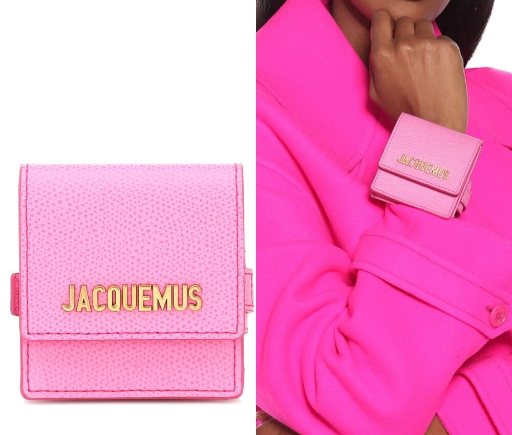 Jacquemus 粉紅色皮革卡片包連手帶