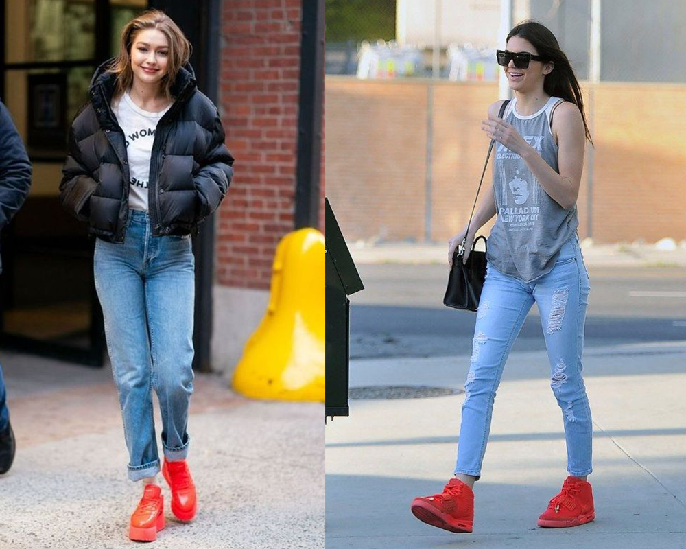 名模們Gigi Hadid及Kendall Jenner都是紅色波鞋的愛好者，因為即使簡單穿着tee及牛仔褲，只要穿上一對紅色波鞋，立即點綴了整個造型，彷彿是精心配襯過一樣。編輯特別推介了兩款厚底波鞋，讓各位嬌小女生都能悄悄顯高，不足160cm的女生都能穿出170cm的強大氣場。