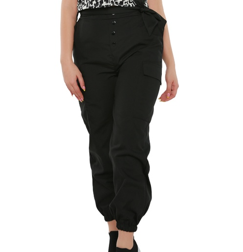 Style up Cargo Belted Pant in Black
