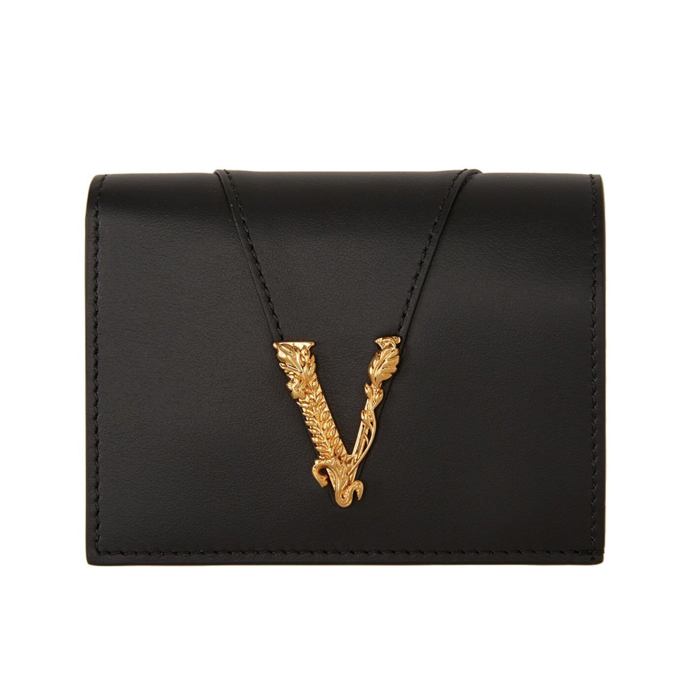 Versace黑色短銀包