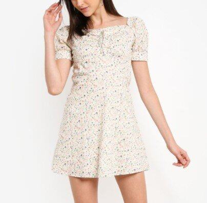 Complete the look Pepe Jeans Dua Lipa x Pepe Jeans Collection Louise Square-Neck Floral Mini Dress