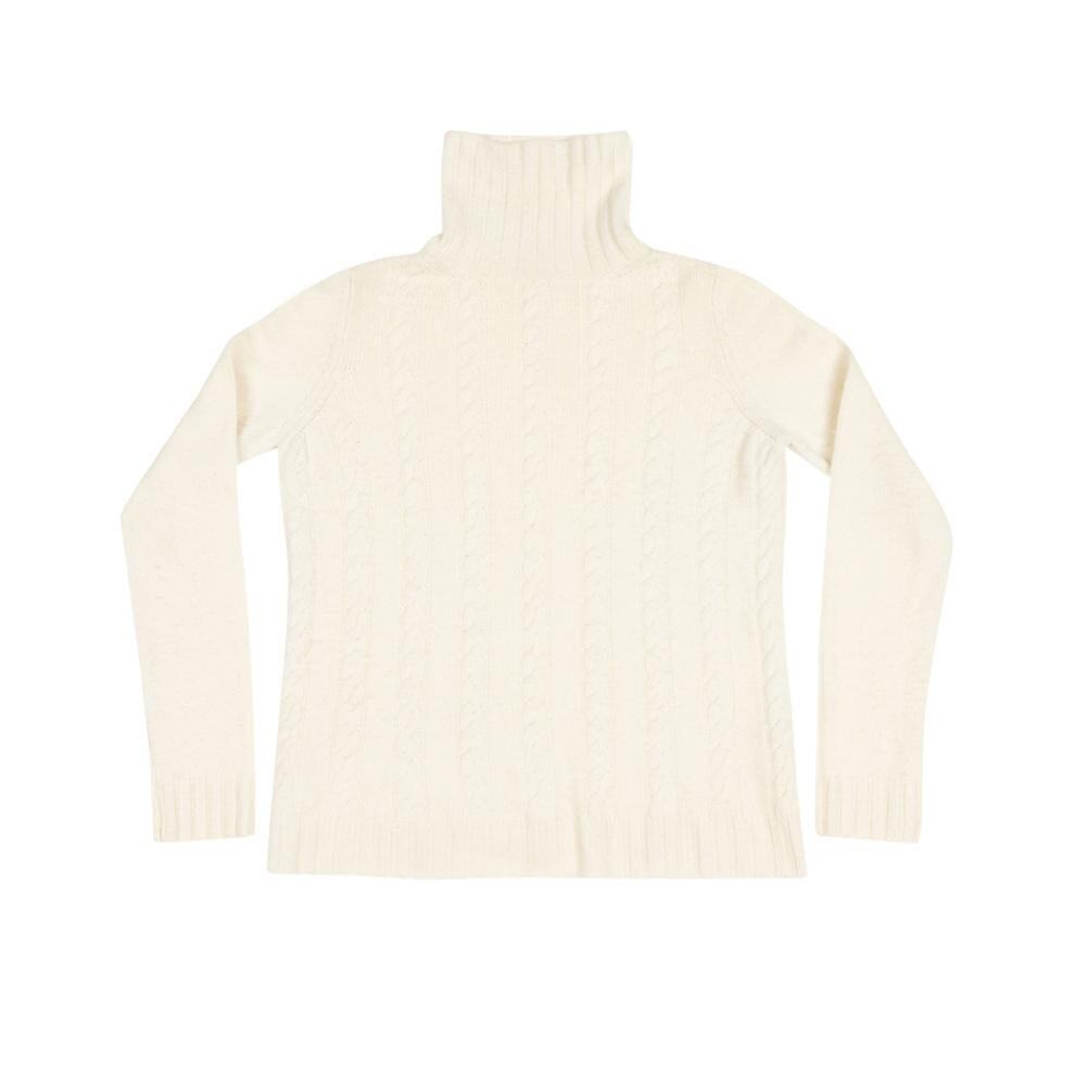 MARTINA Made By DALMO Cashmere Cable Knit Turtleneck Cream Sweater