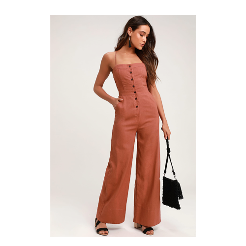 Rusty Rose Backless Jumpsuit