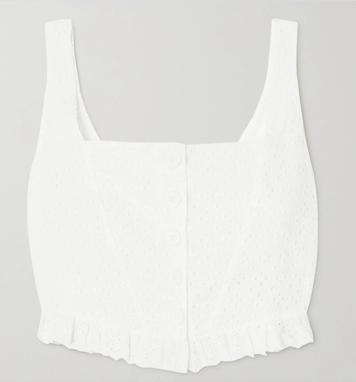 SINDISO KHUMALO + The Vanguard + NET SUSTAIN cropped ruffled broderie anglaise cotton top