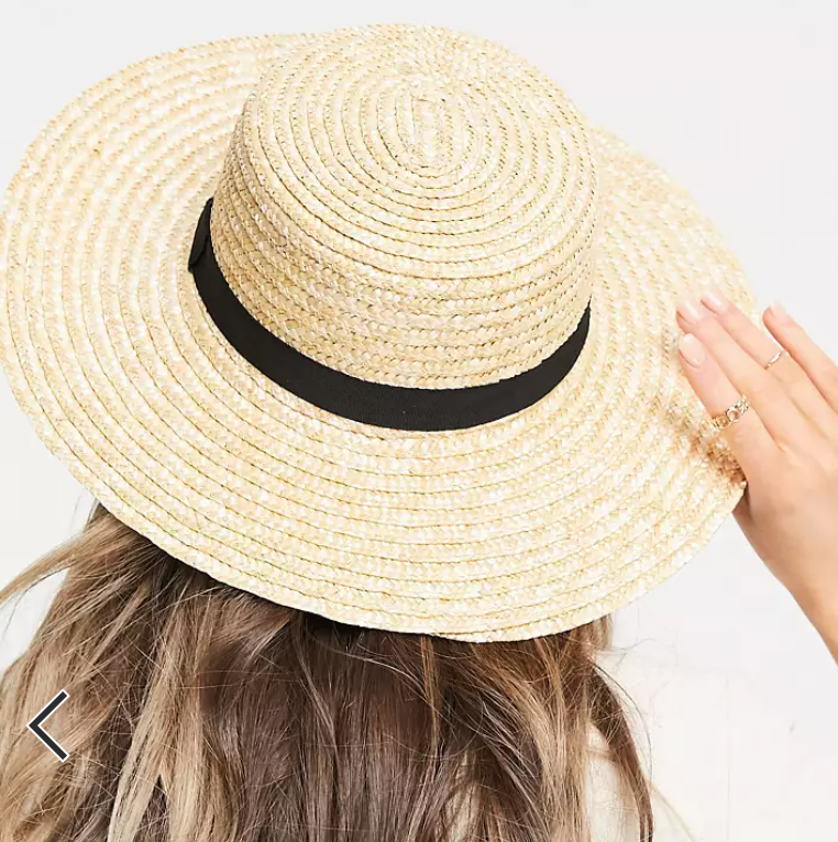 SELLING FAST South Beach Exclusive straw boater hat with black ribbon